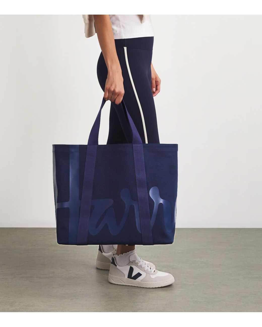 Harrods Blue Large Cotton Logo Tote Bag