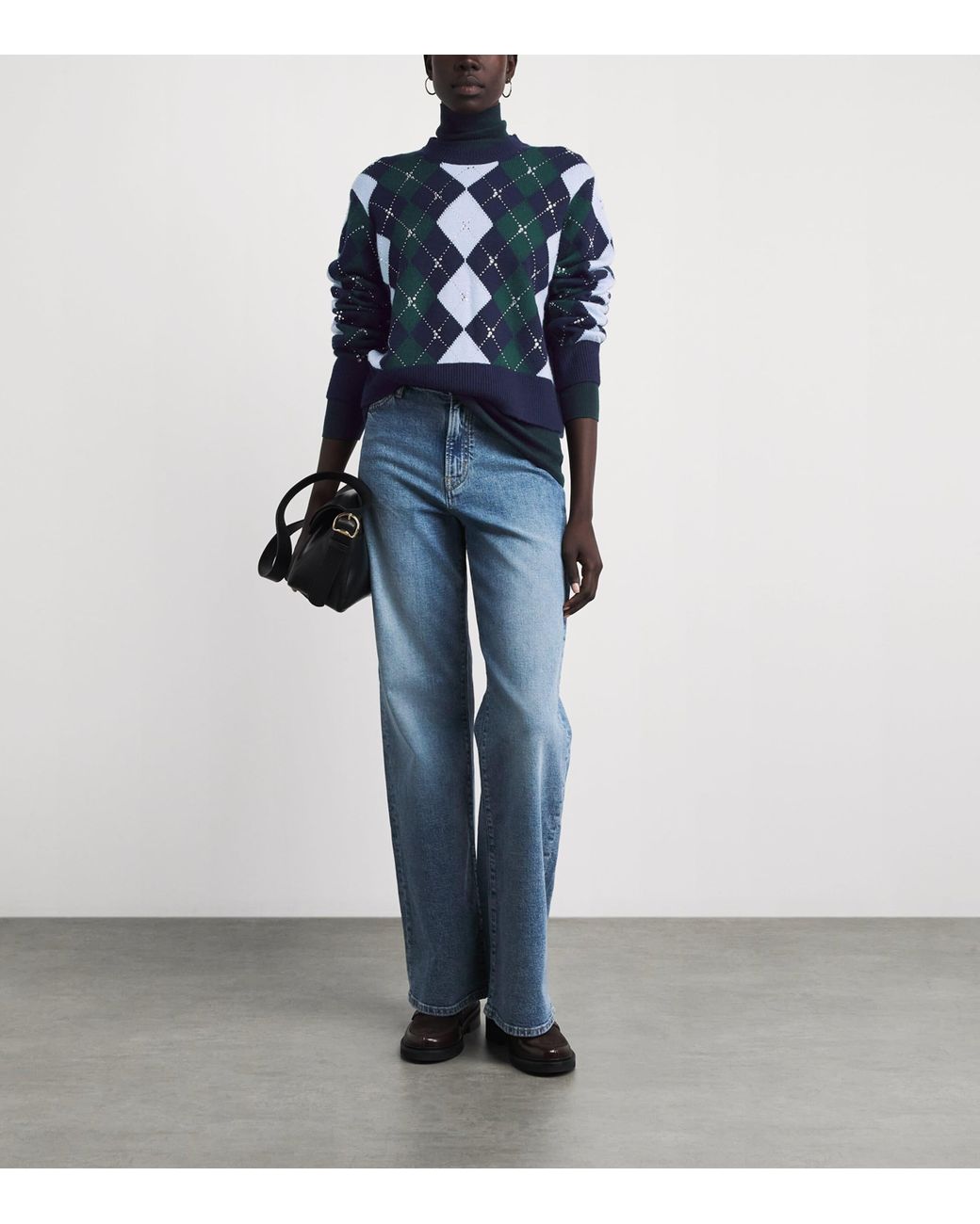 Maje Blue Wool Argyle Sweater