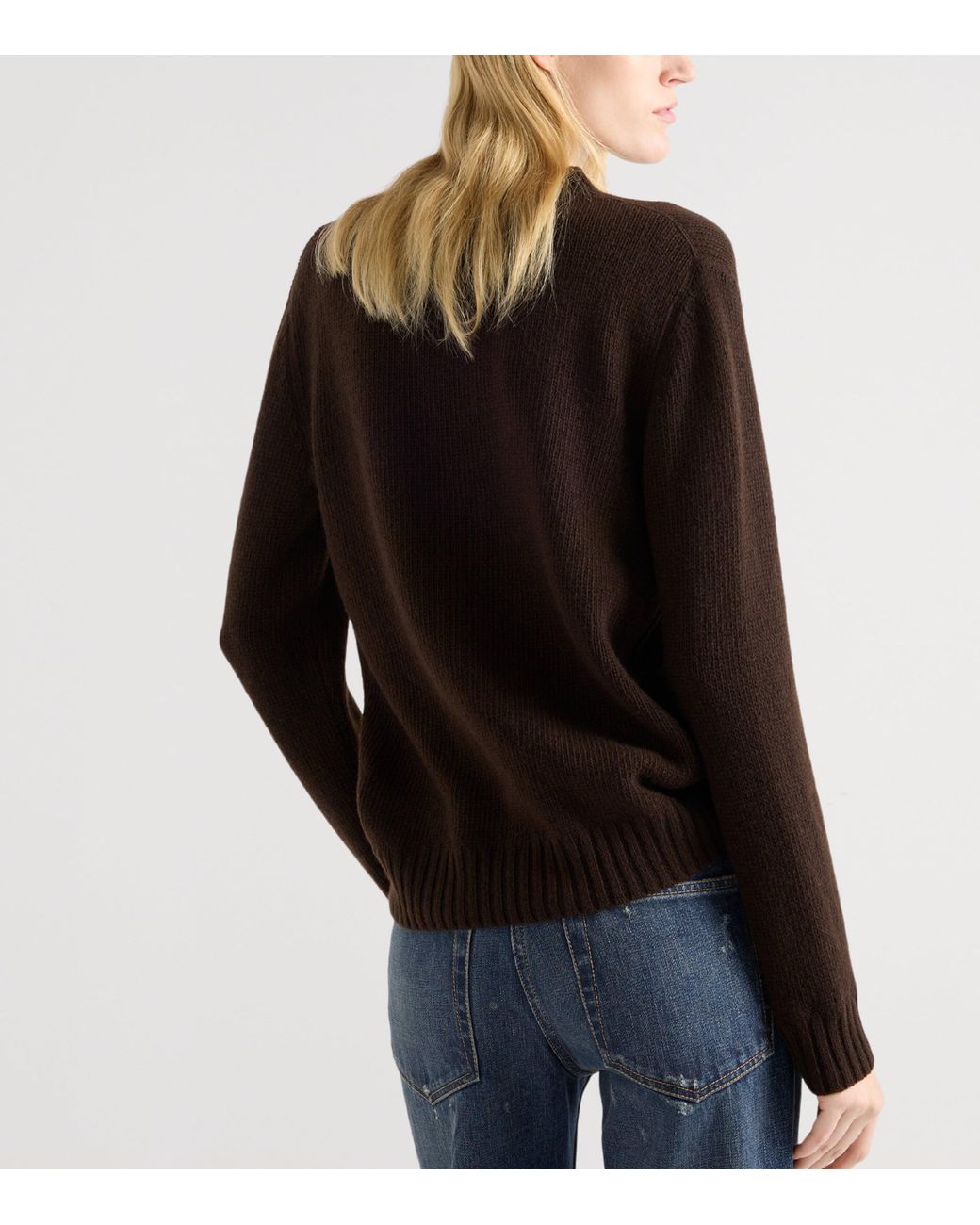Prada Brown Logo Knitted Round Neck Jumper