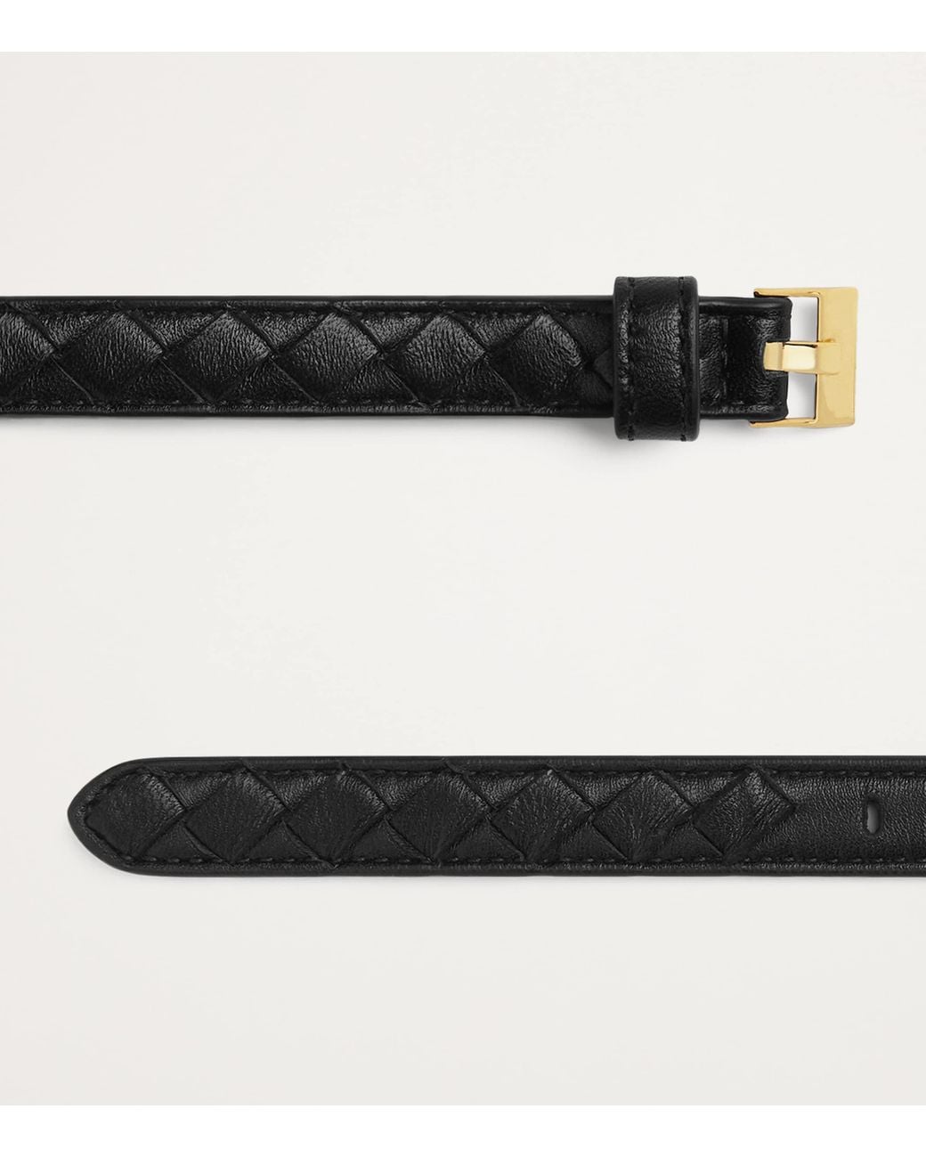 Bottega Veneta Black Thin Leather Intrecciato Watch Belt