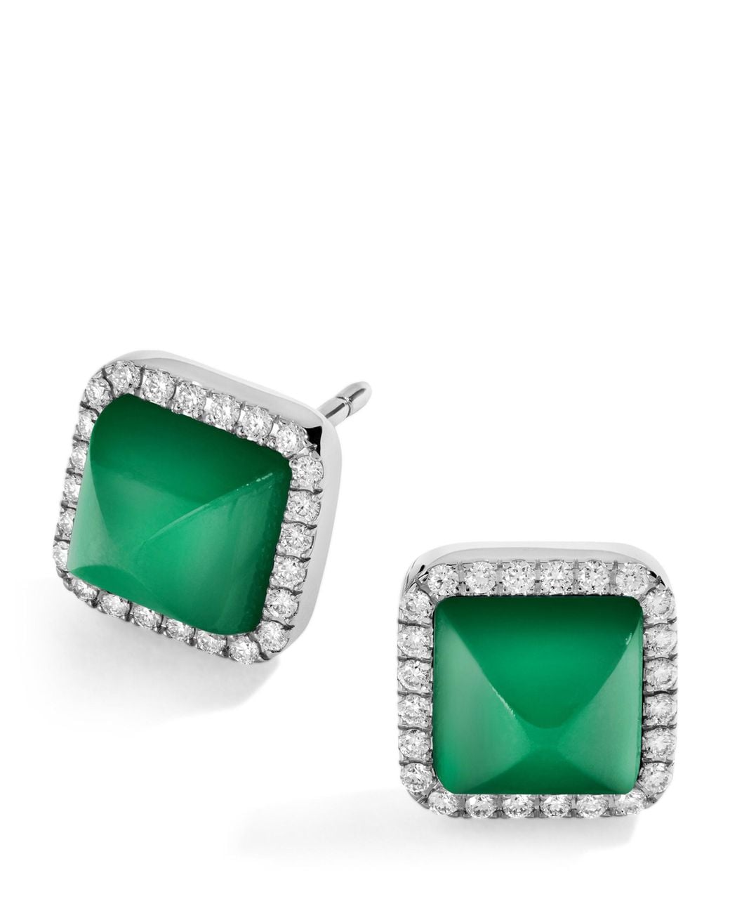 Marli New York Green Diamond And Agate Cleo Pyramid Earrings