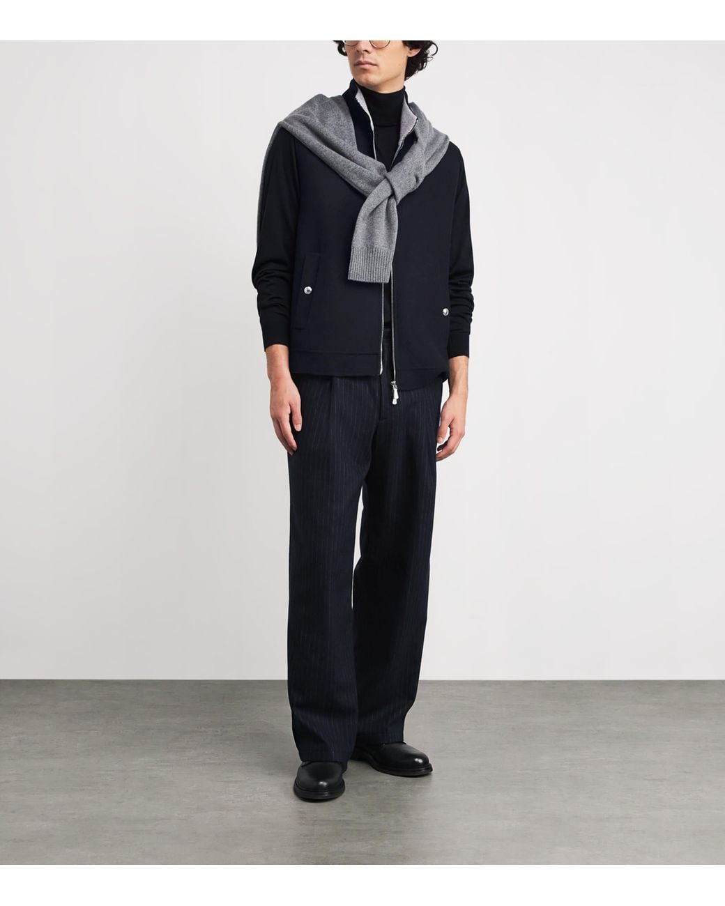 Eleventy Blue Wool Two-Way Zip Gilet for men