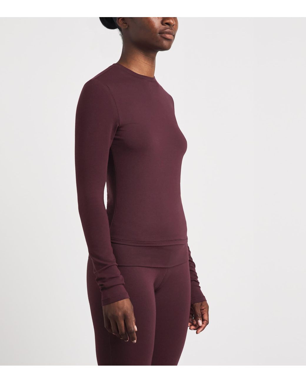 Skims Purple Cotton Jersey Long-Sleeve T-Shirt