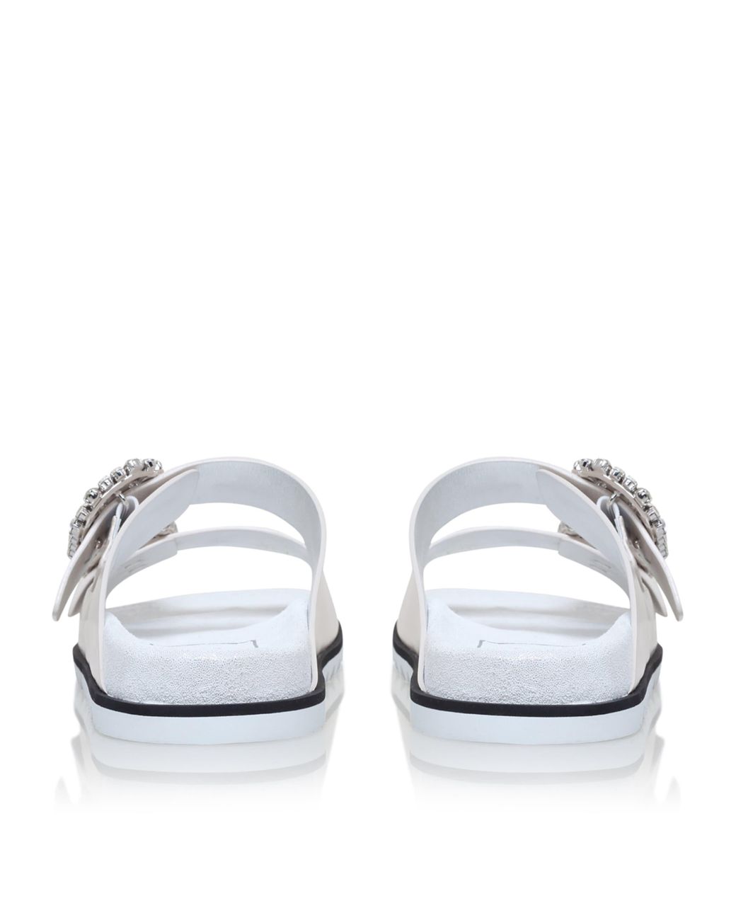 Roger Vivier White Leather Slidy Viv Buckle Slides