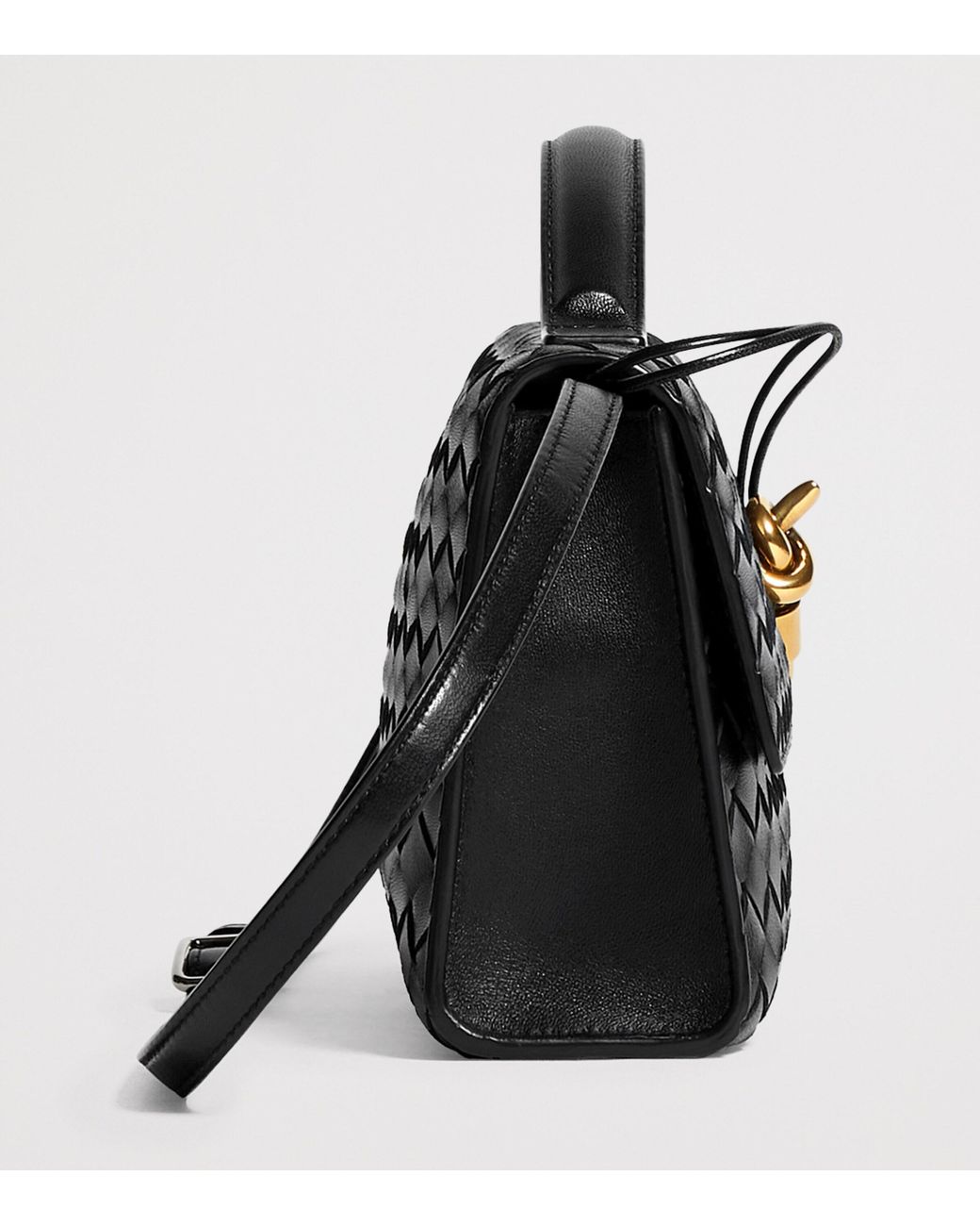 Bottega Veneta Black Leather Andiamo Top-Handle Bag