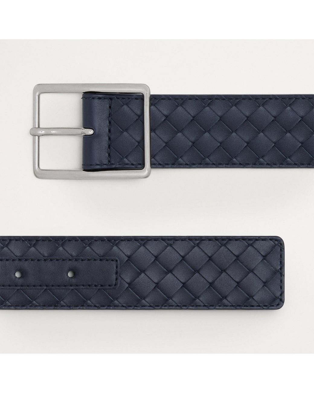 Bottega Veneta Blue Leather Intrecciato Piccolo Belt for men