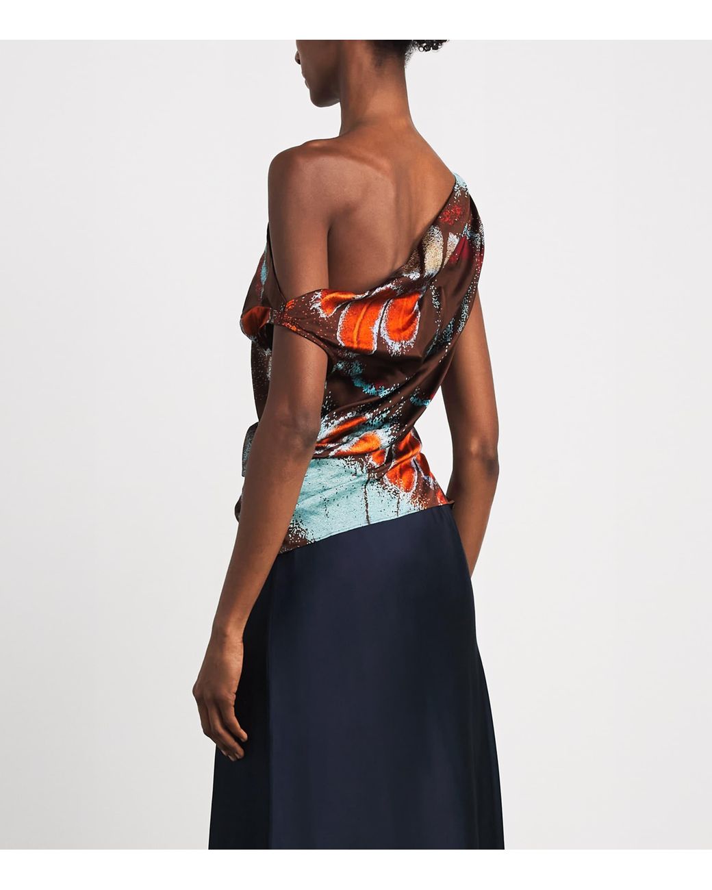 Staud Multicolor Silk-Blend Phare Asymmetric Top