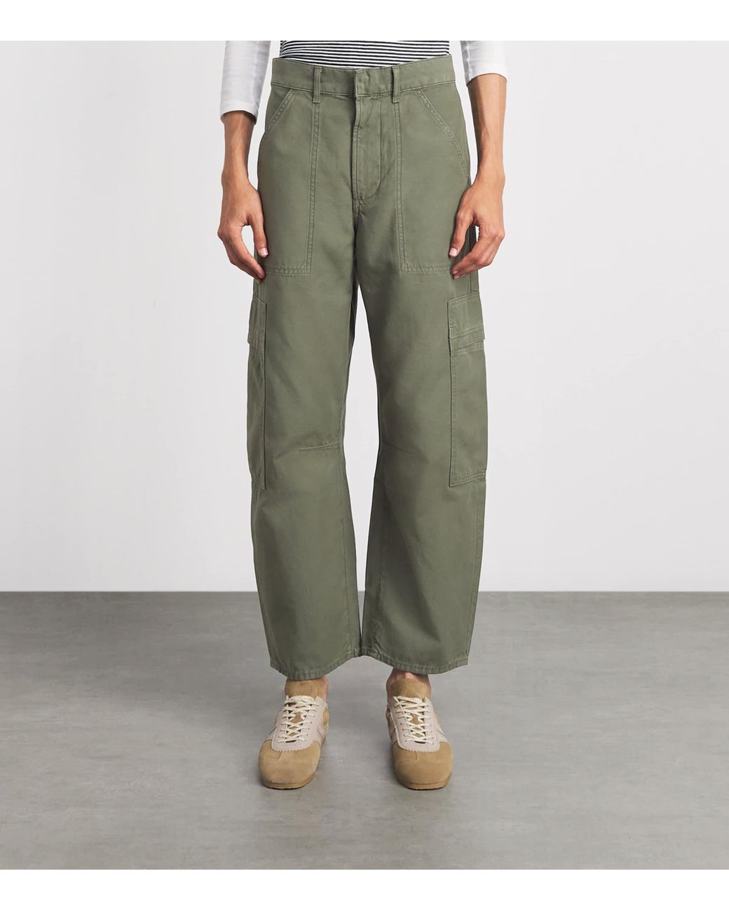 Citizens of Humanity Green Cotton Patch-Pocket Cargo Trousers