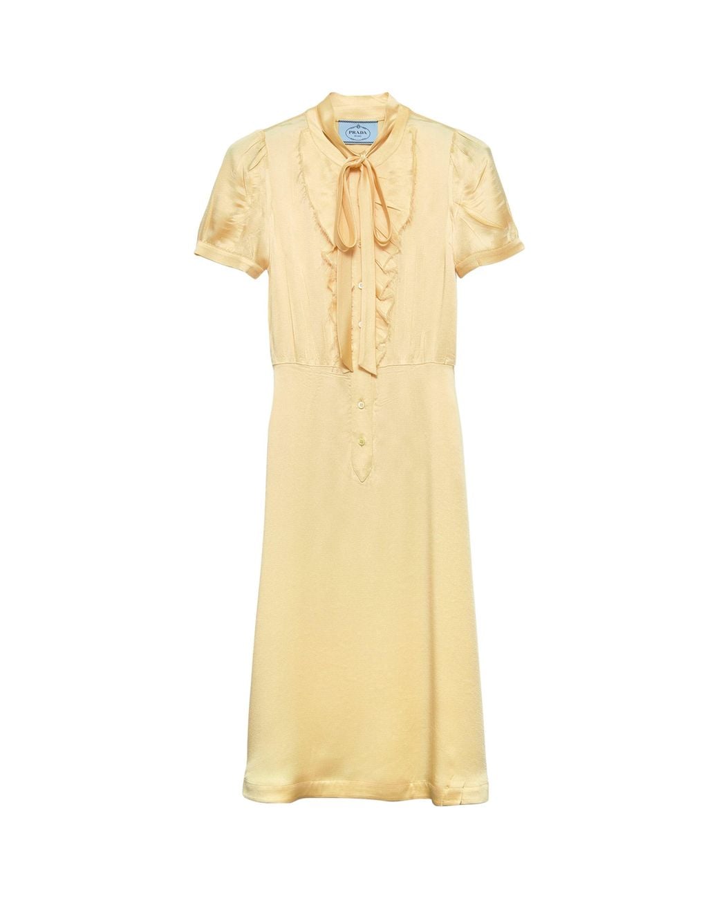 Prada Yellow Satin Crepe Midi Dress