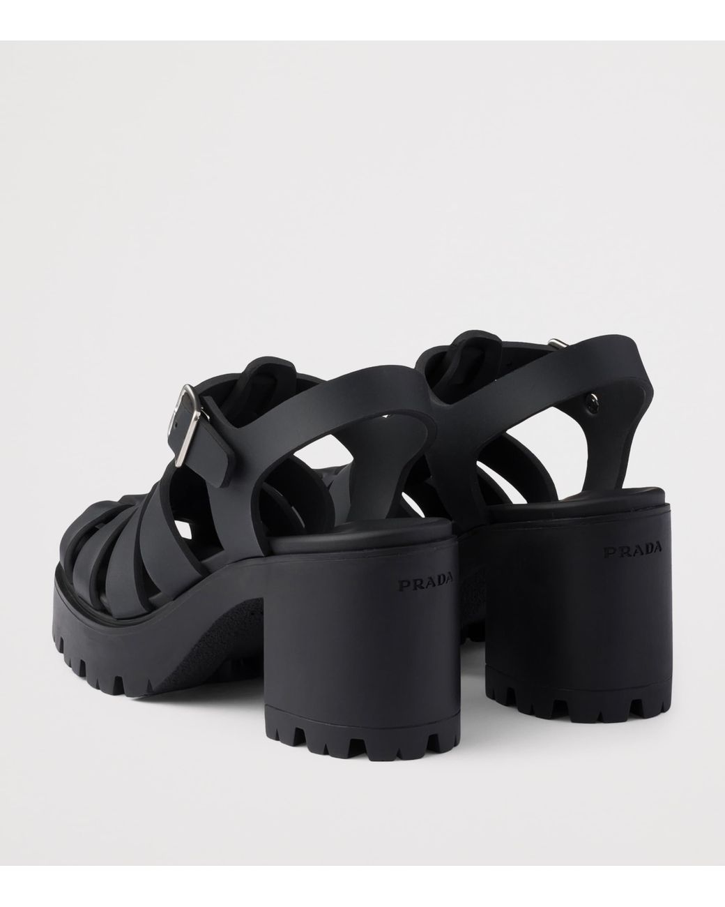 Prada Black Rubber Platform Sandals 90