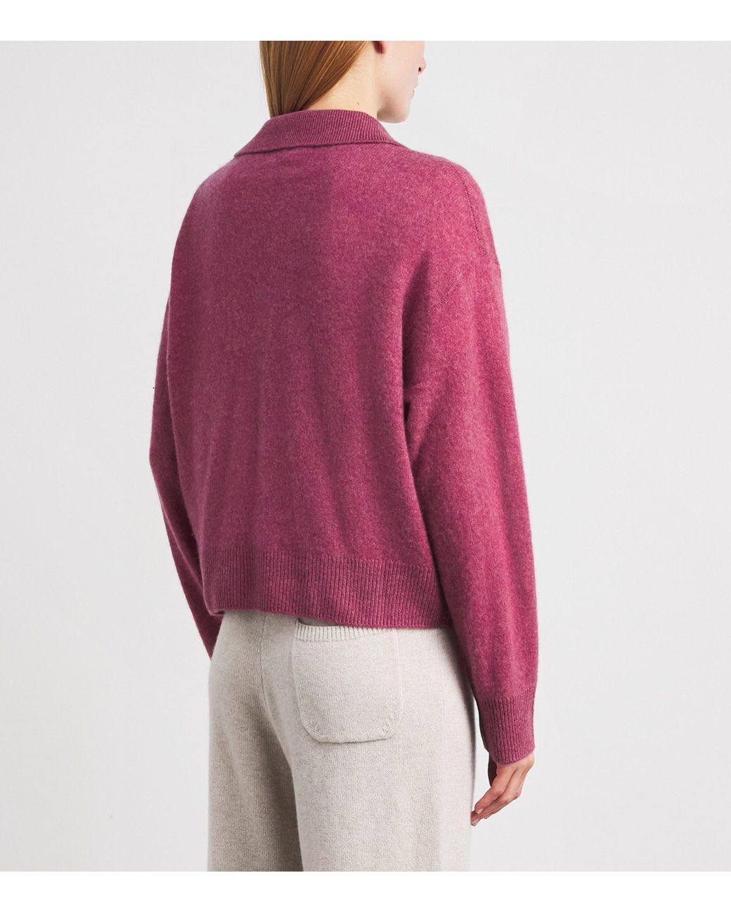 LeKasha Pink Organic Cashmere Jacksob Polo Sweater