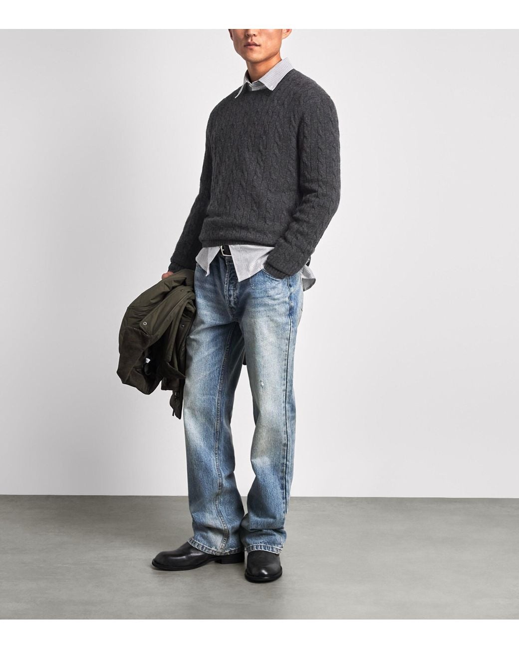 Polo Ralph Lauren Blue Wool-Cashmere Cable-Knit Sweater for men