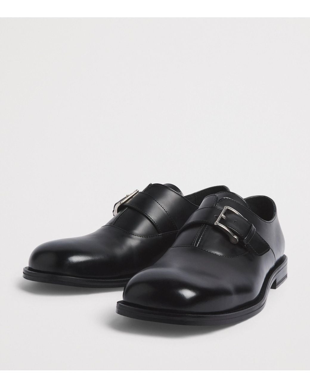 AMI Black Leather Monk Strap Shoes for men