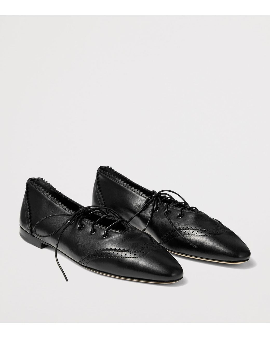 Jimmy Choo Black Margot Leather Lace-Up Flats