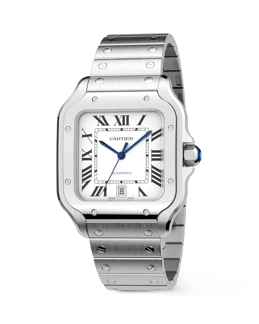 Cartier Gray Large Steel Santos De Watch for men