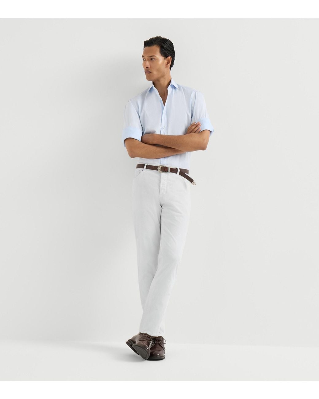 Brunello Cucinelli White Comfort Denim Straight Jeans for men