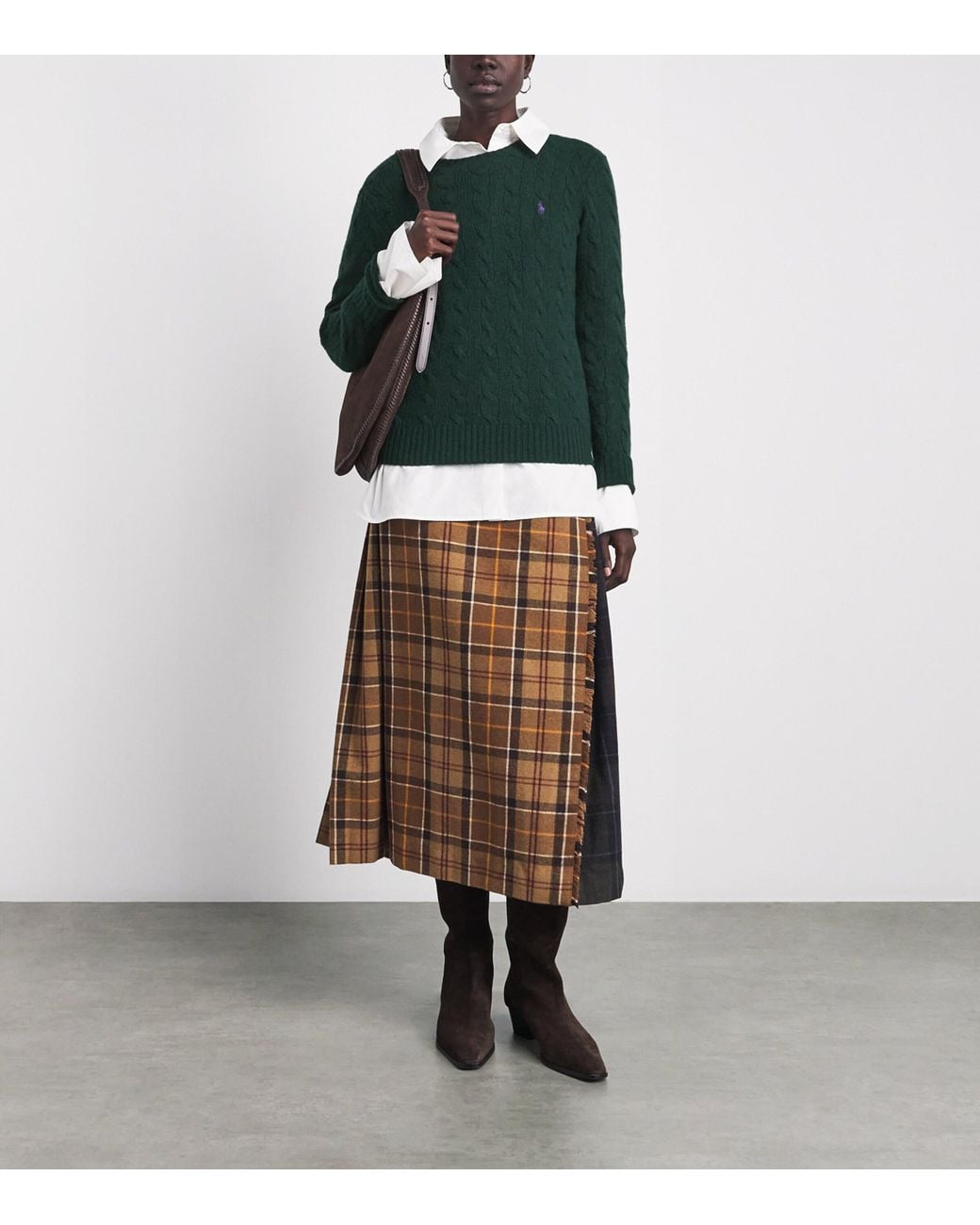 Polo Ralph Lauren Green Wool-Cashmere Cable-Knit Sweater
