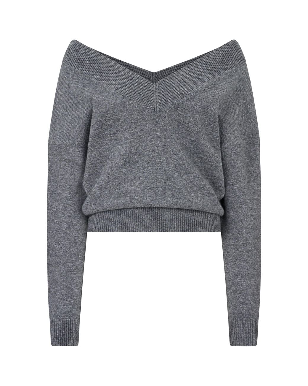 Tom Ford Gray Off-The-Shoulder Cashmere Sweater