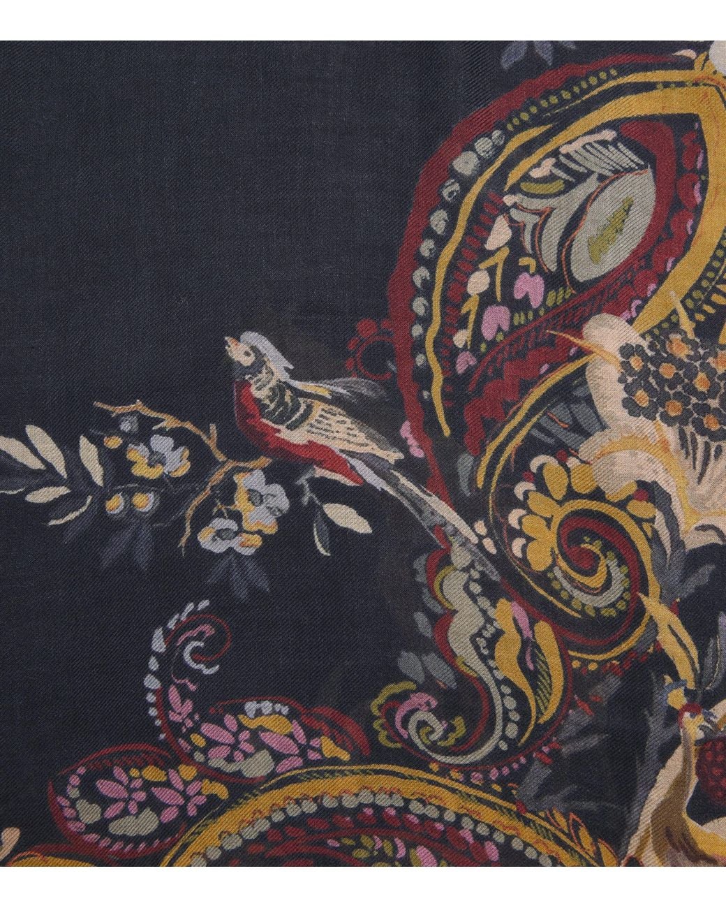 Etro Black Leopard And Paisley Print Scarf