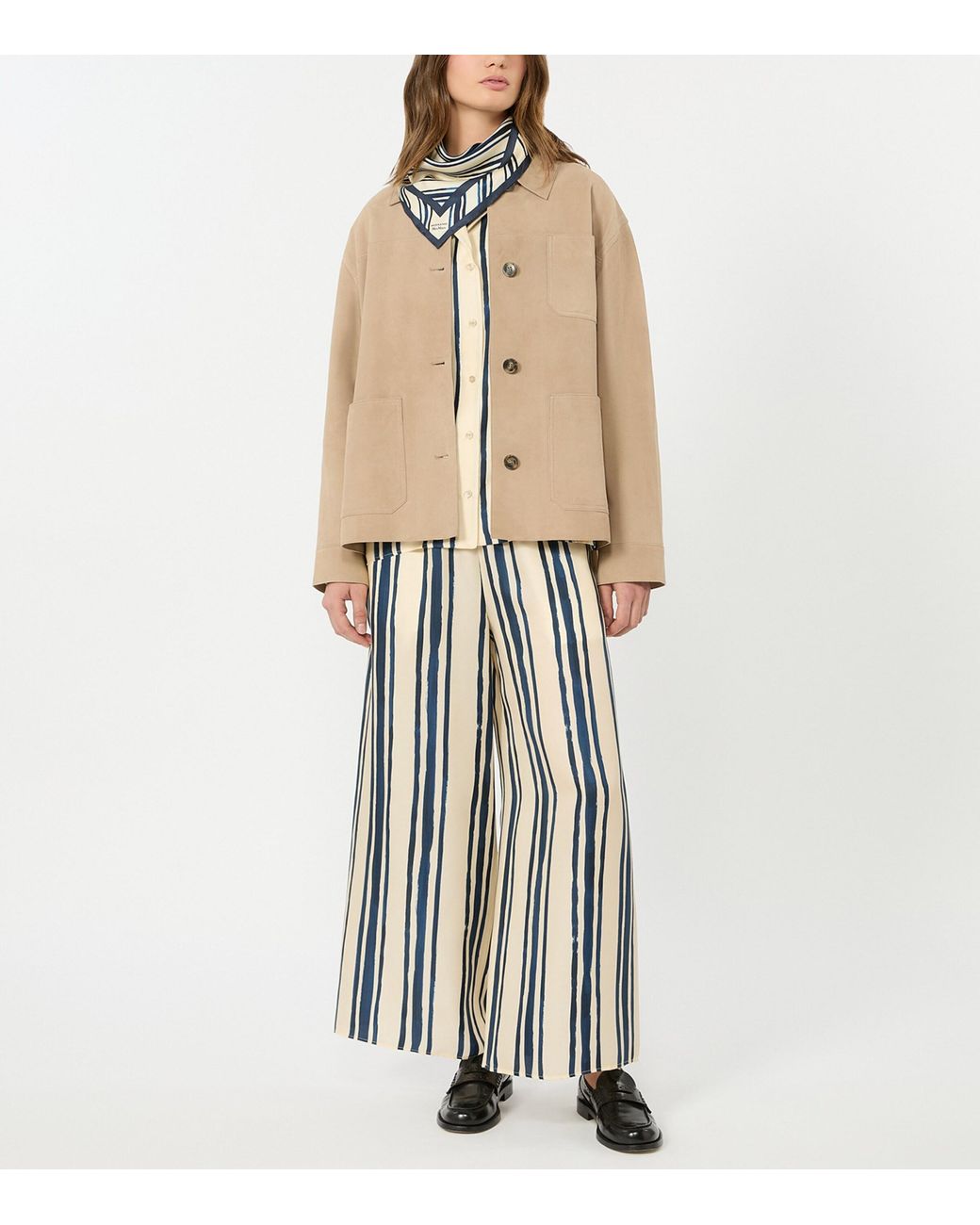 Weekend by Maxmara Blue Silk Wide-Leg Trousers