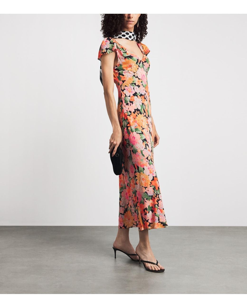Rixo White Floral Cathy Midi Dress
