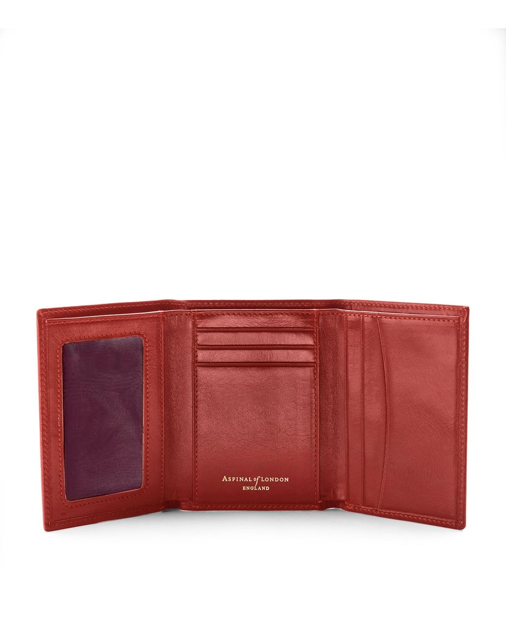 Aspinal Red Leather Trifold Wallet for men