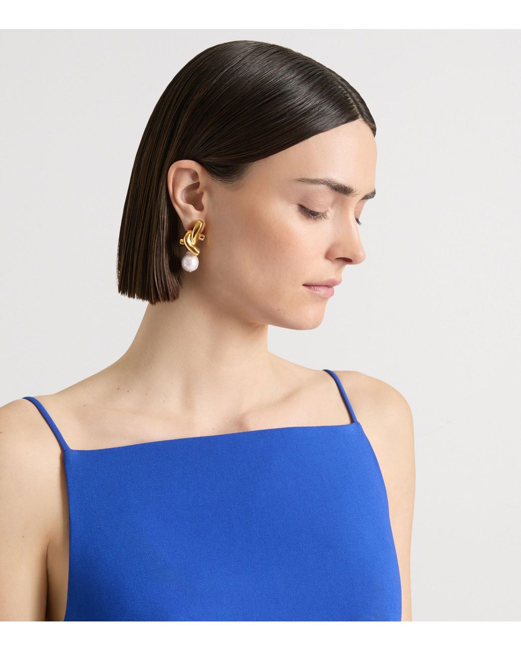 Givenchy Metallic Chain Link Asymmetric Pearl Earrings