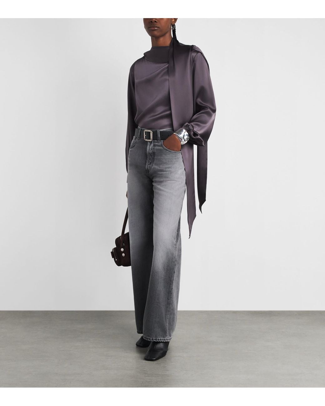 Acne Gray 2021F Mid-Rise Flared Jeans