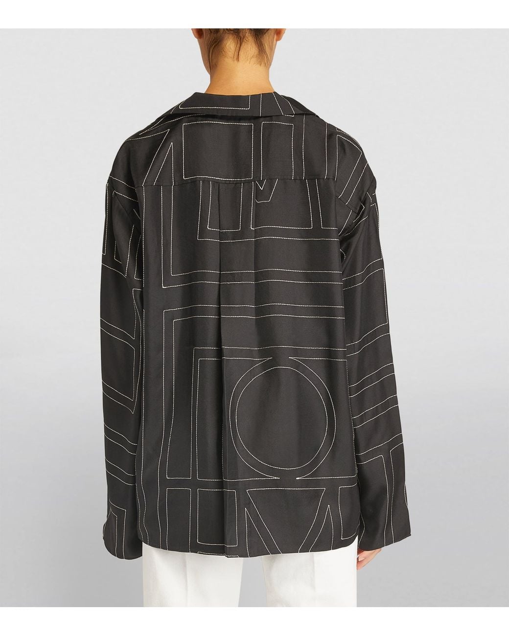 Totême Black Silk Embroidered Monogram Shirt