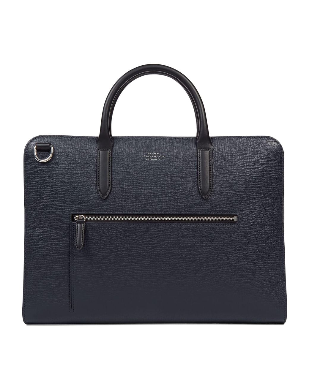 Smythson Blue Slim Leather Laptop Briefcase for men