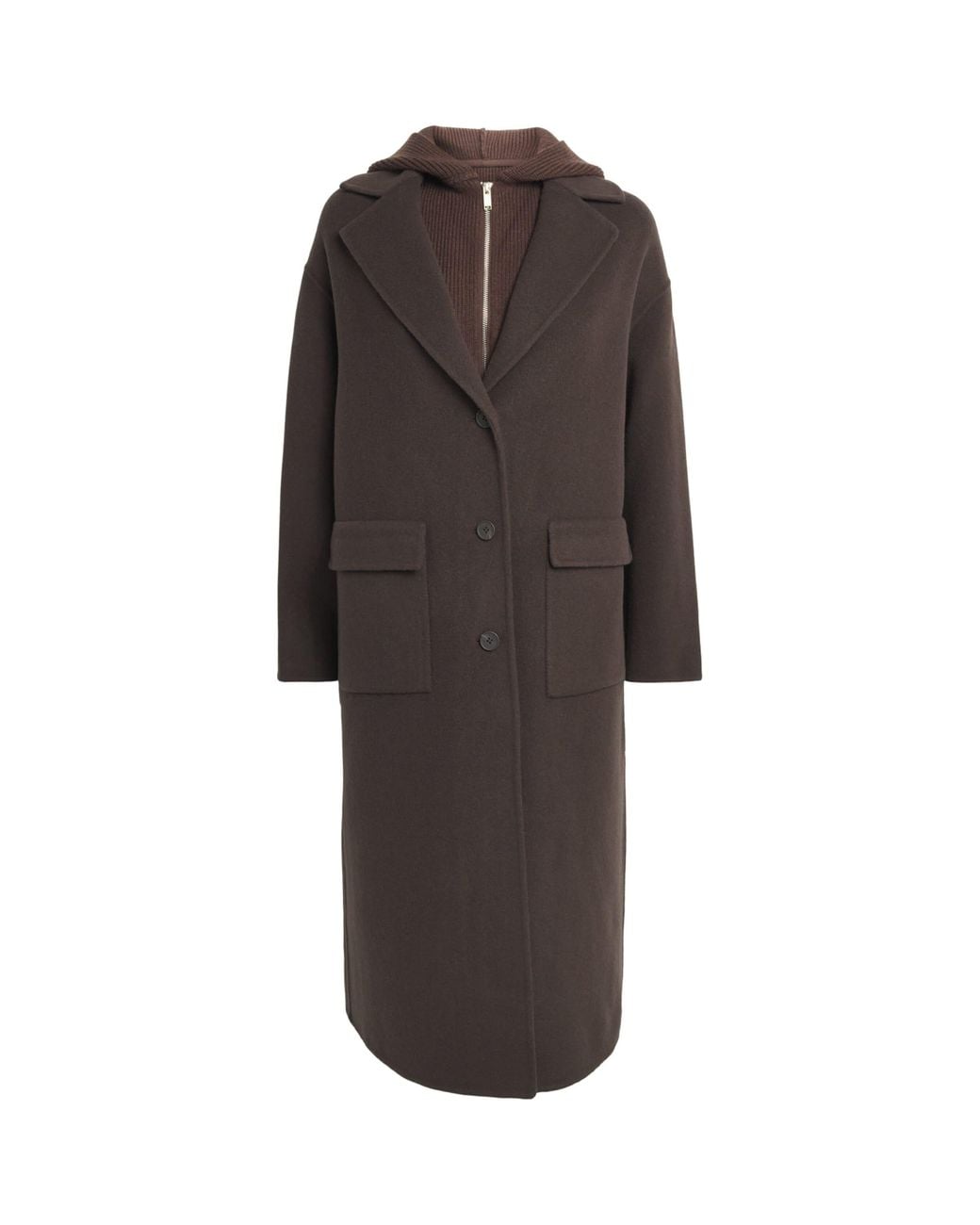Claudie Pierlot Gray Wool-Blend Tailored Hooded Coat