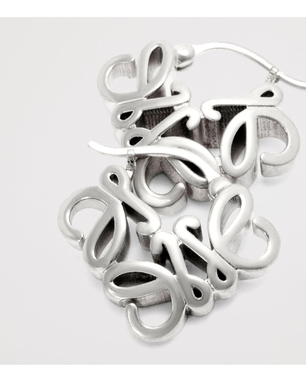 Loewe Metallic Sterling Bombé Anagram Hoop Earrings