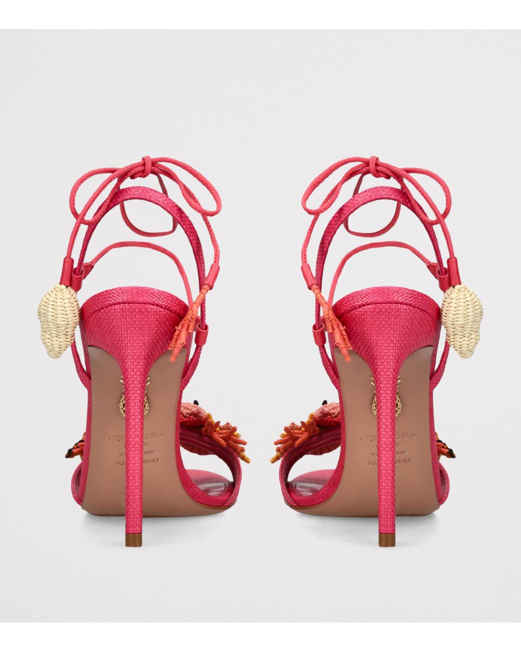 Aquazzura Red Raffia Marea Slingback Sandals