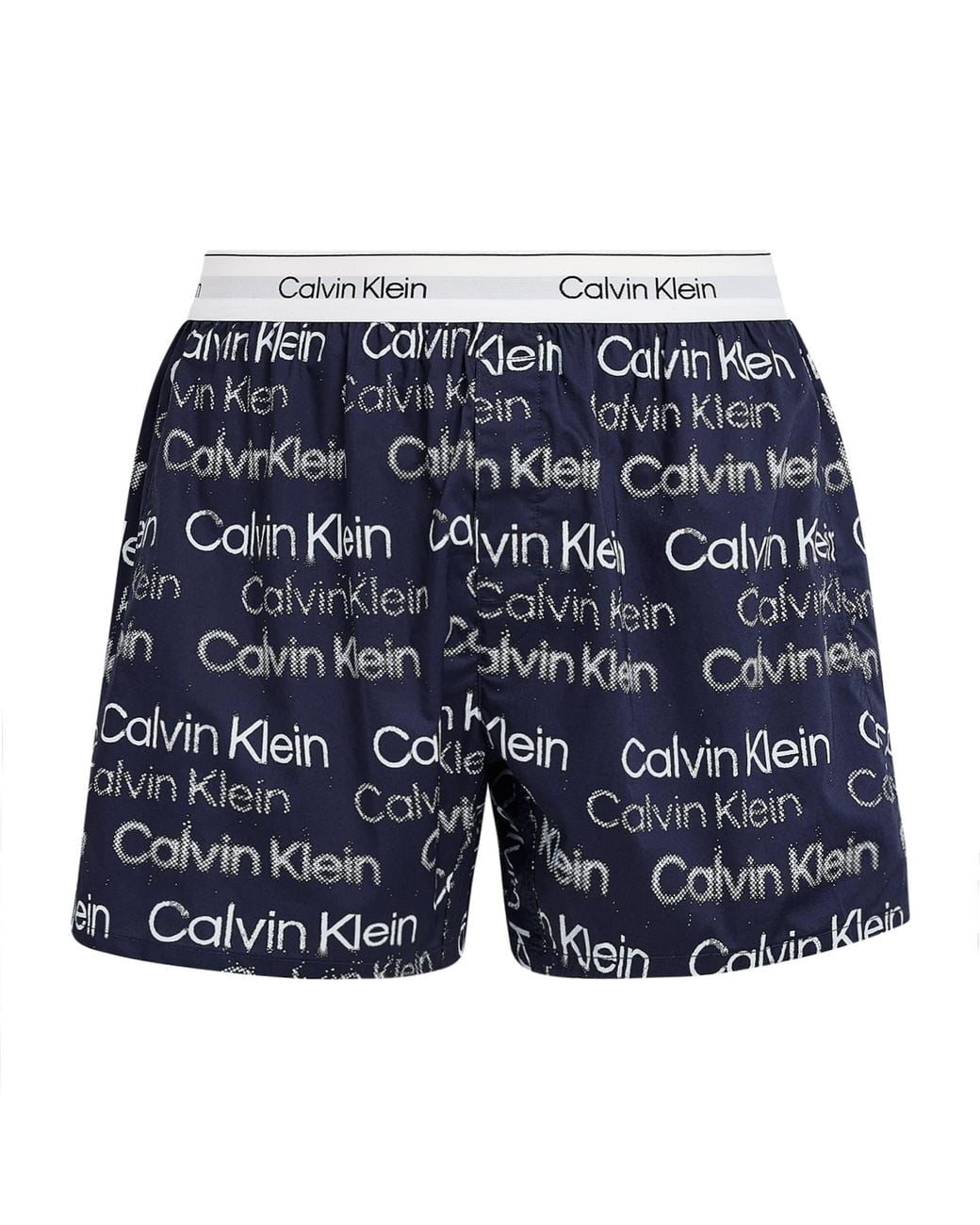 Calvin Klein Blue Cotton Poplin Logo Pyjama Shorts for men