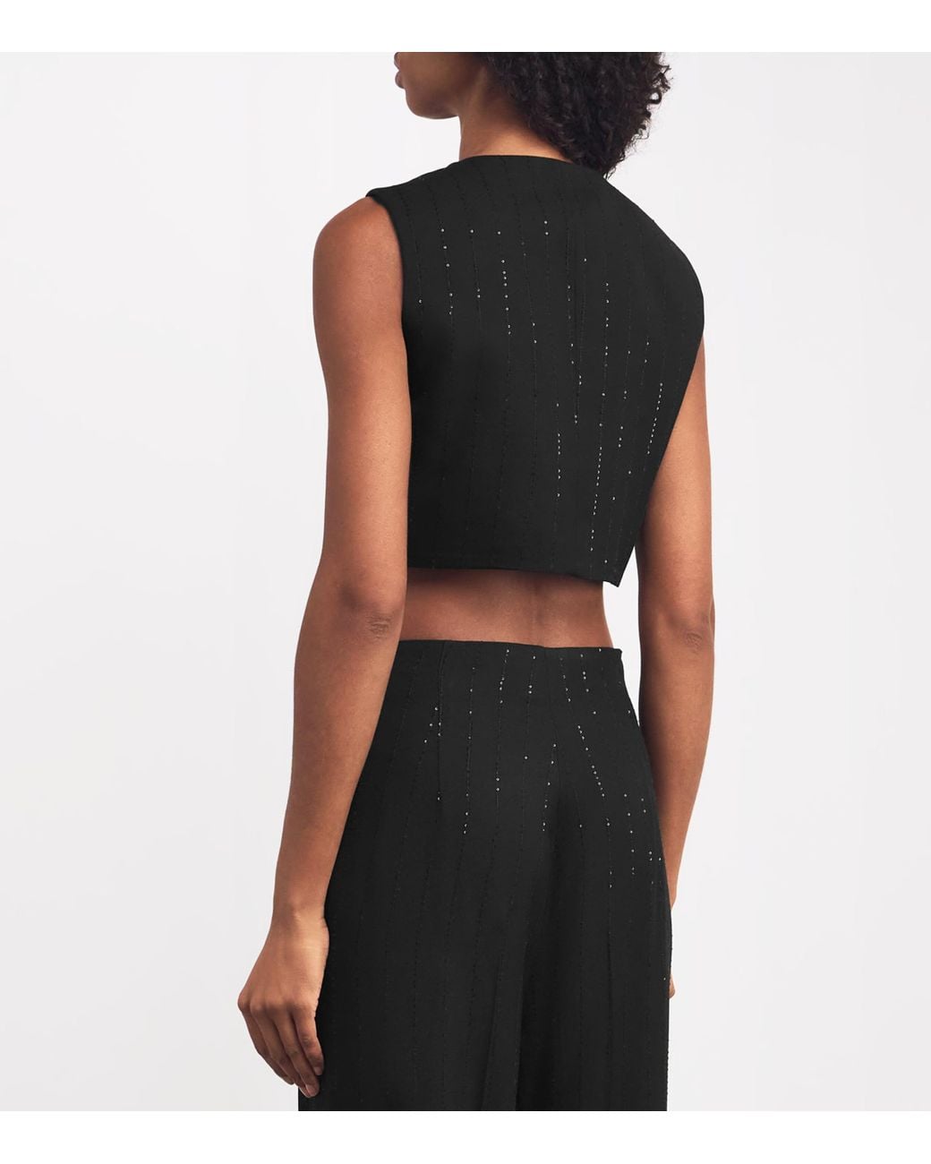 Sandro Black Sequin-Stripe Waistcoat