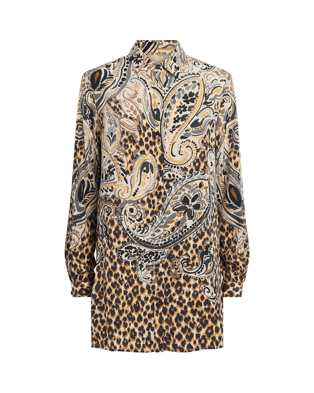 Etro Natural Silk Leopard Shirt