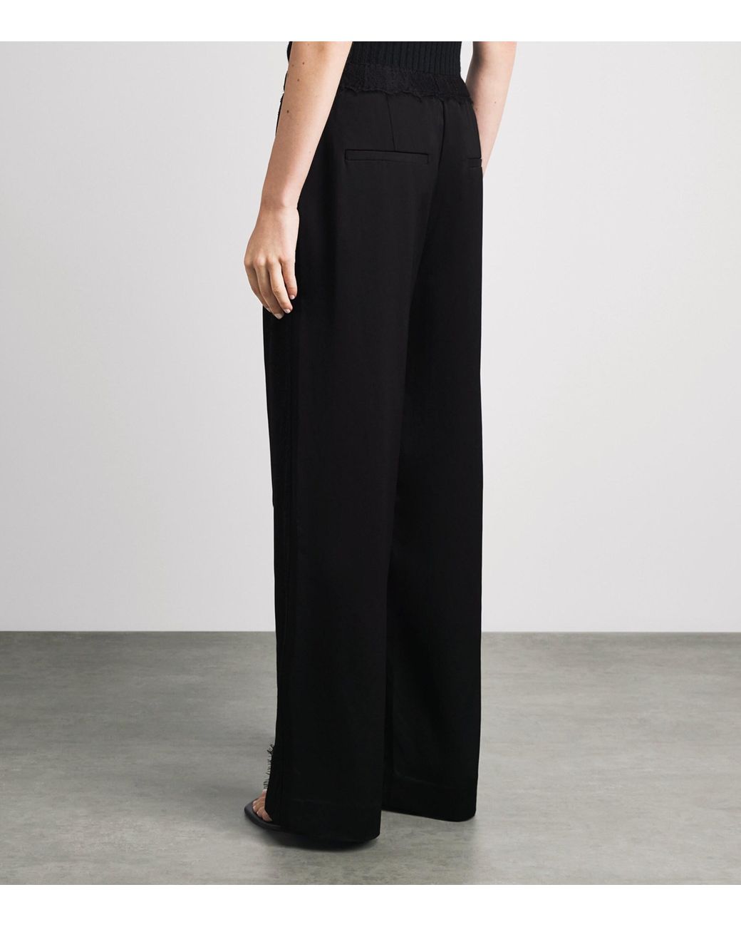 Vince Black Lace-Trim Trousers