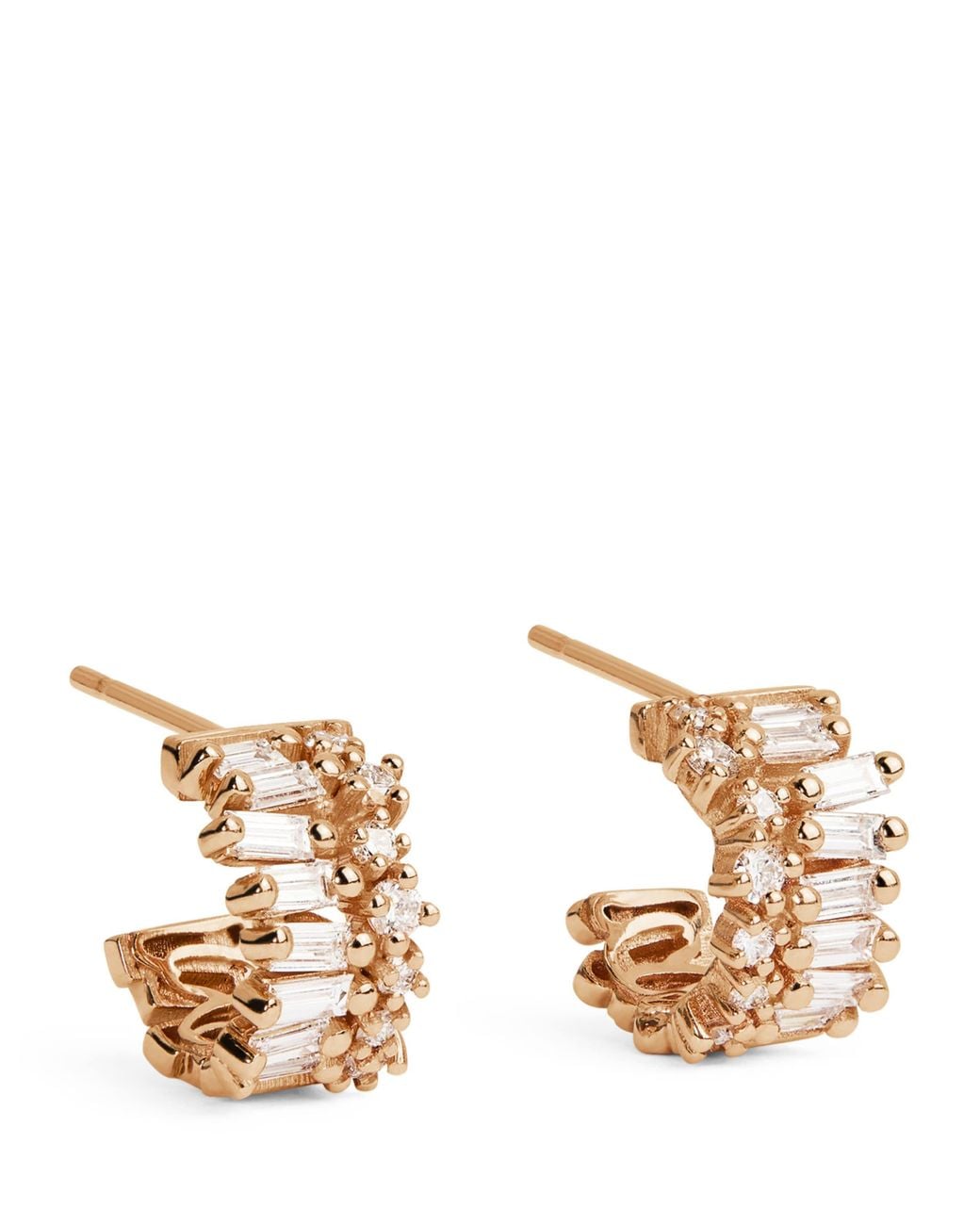 Suzanne Kalan Natural And Diamond Short Stack Hoop Earrings