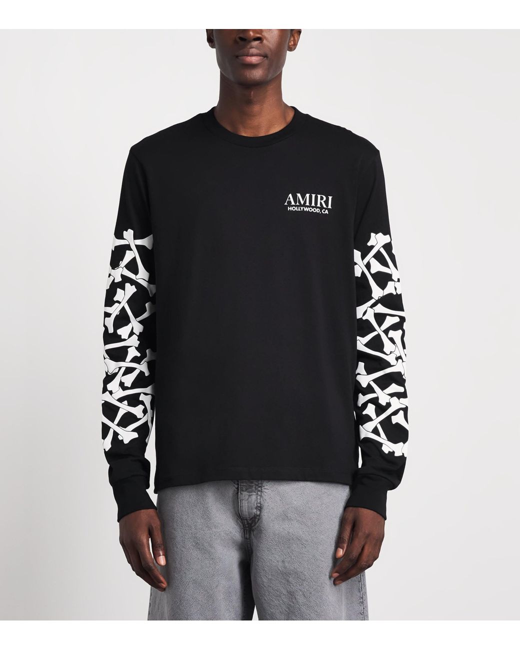 Amiri Black Cotton Stacked Bones Long-Sleeve T-Shirt for men