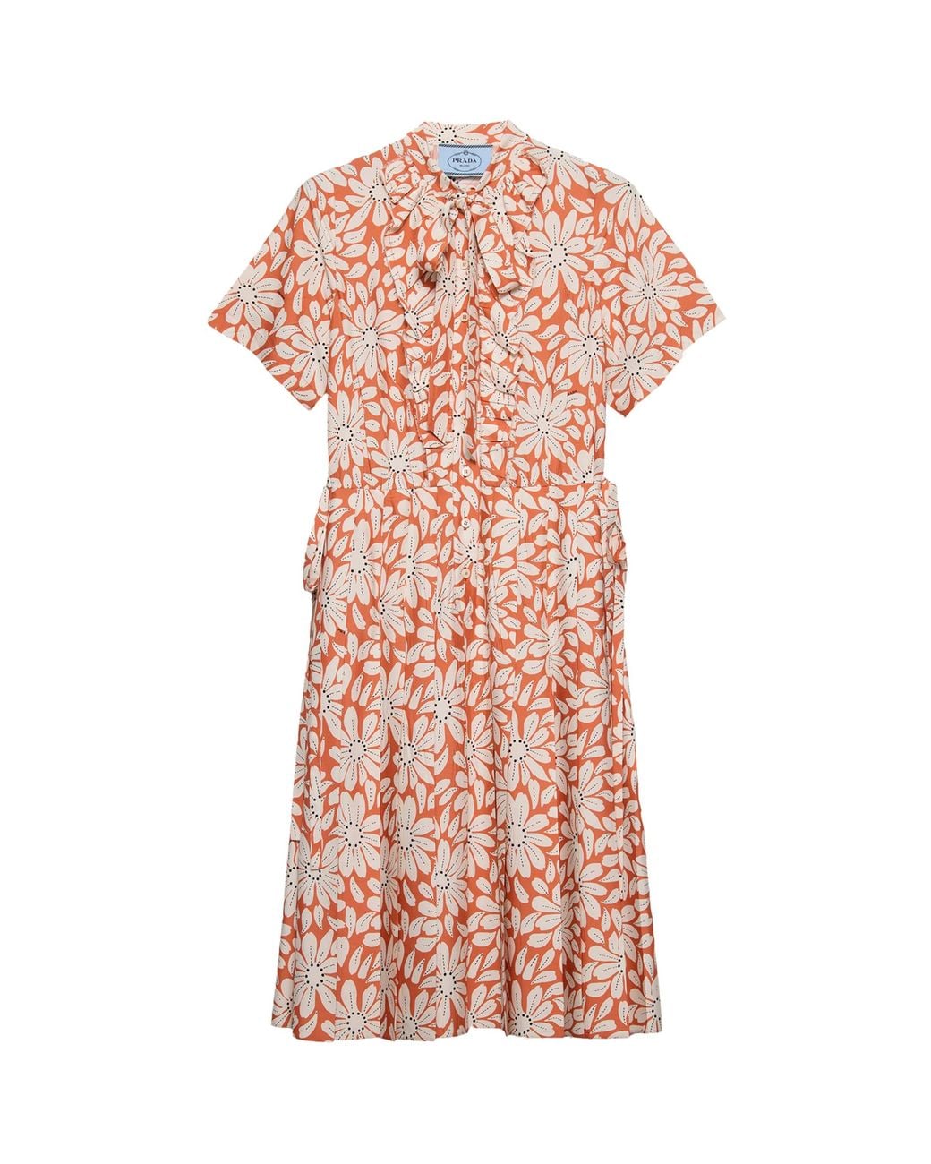 Prada Pink Pongé Pleated Midi Shirt Dress