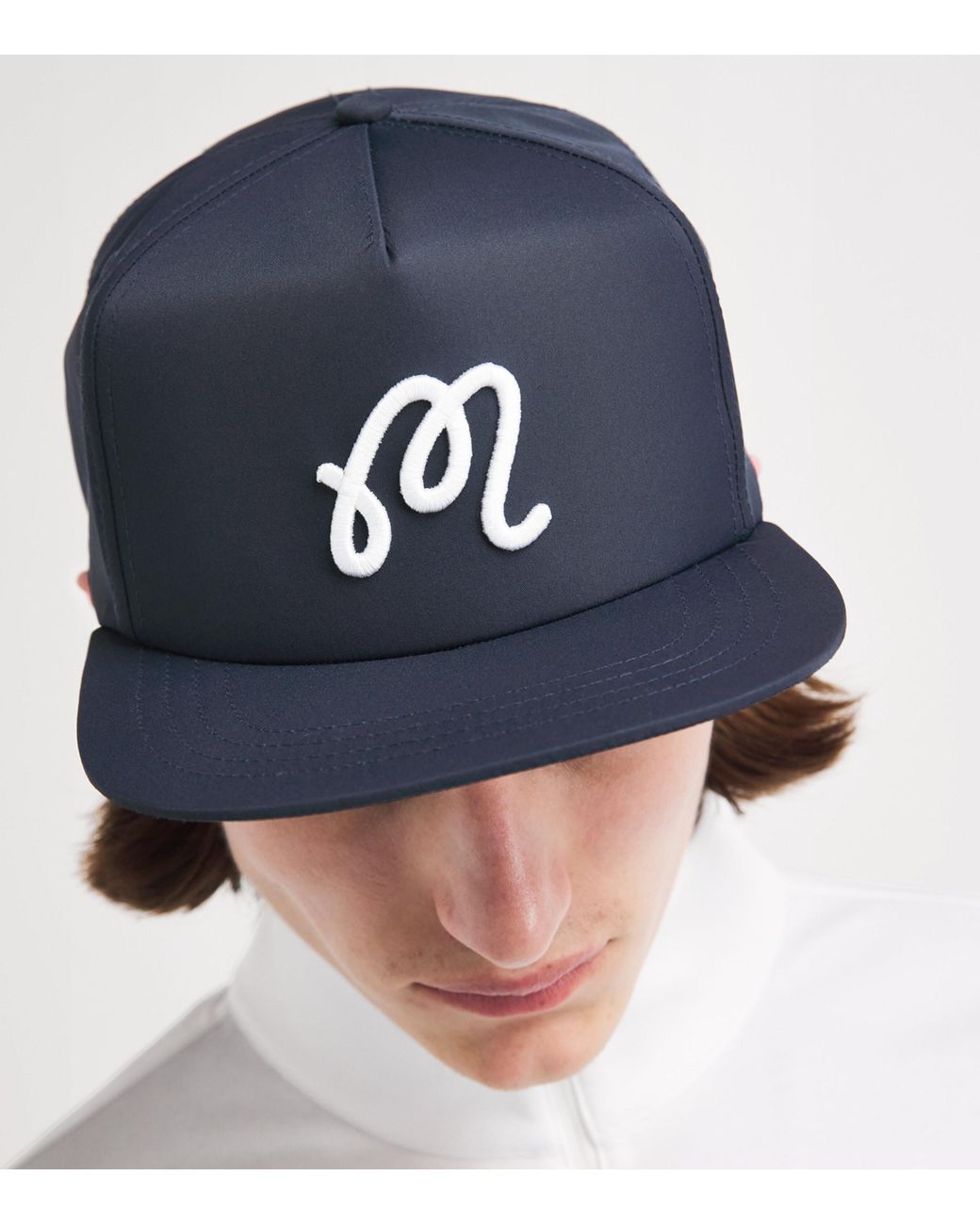 Malbon Blue Embroidered M Snapback Cap for men