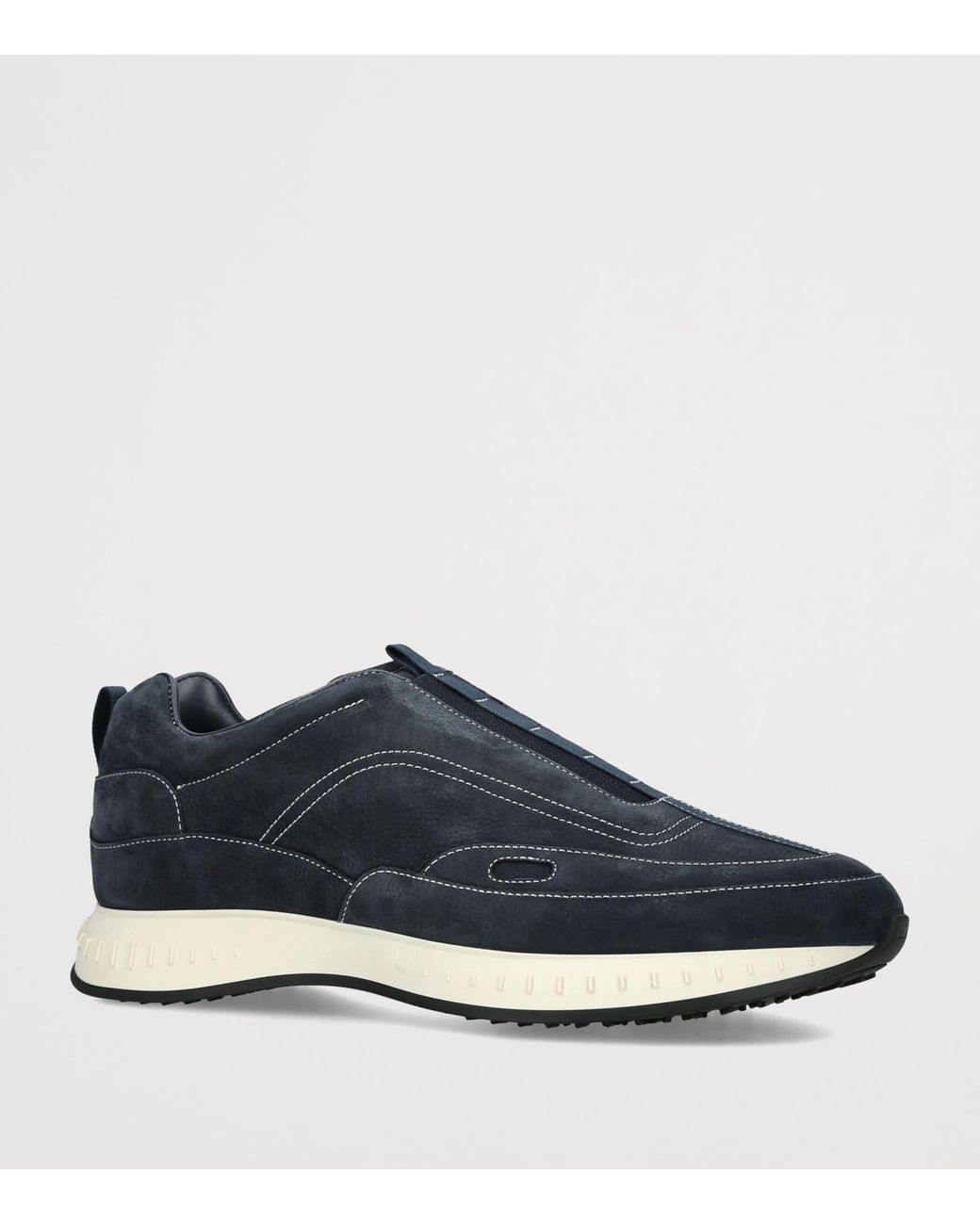 John Lobb Blue Nubuck Leather Stream Elastic Sneakers for men