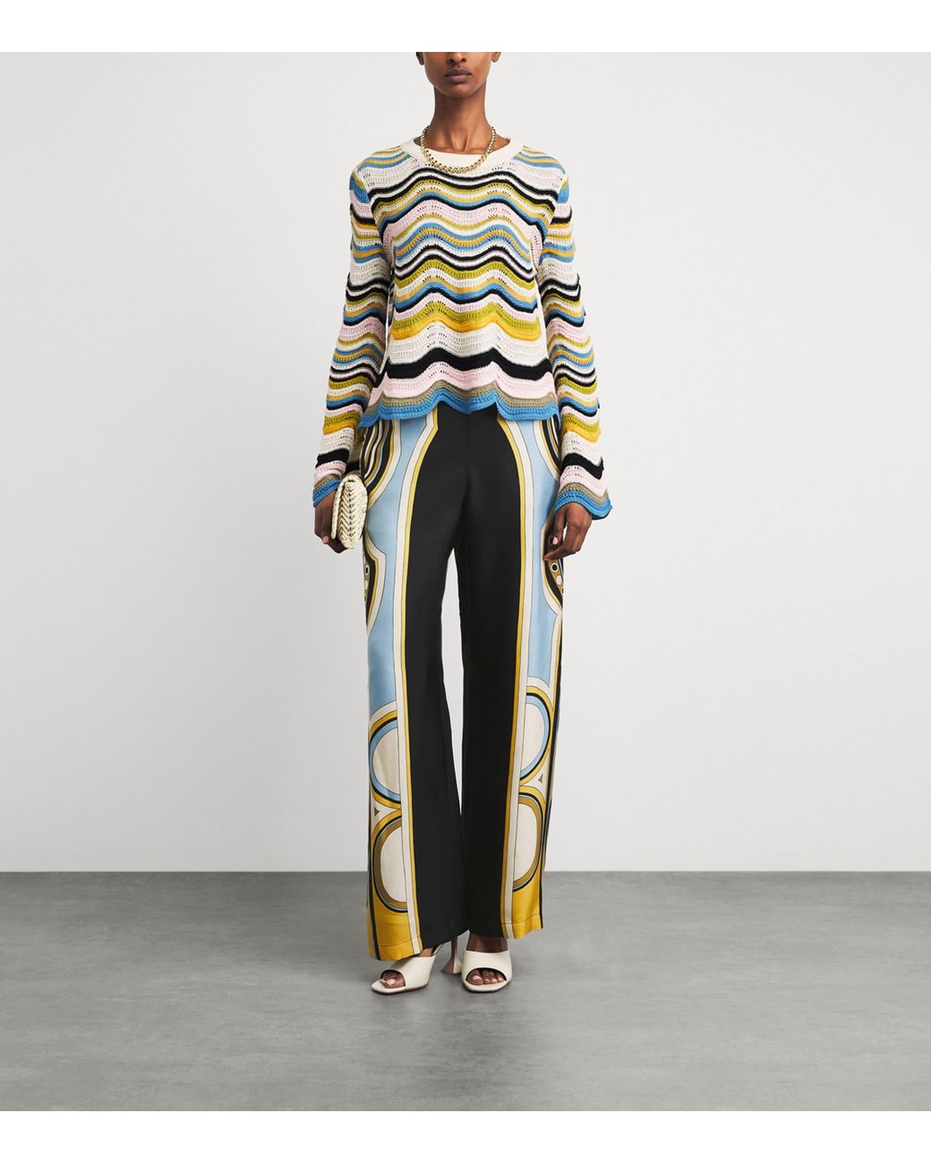 LaDoubleJ Blue Silk Club Wide-Leg Trousers