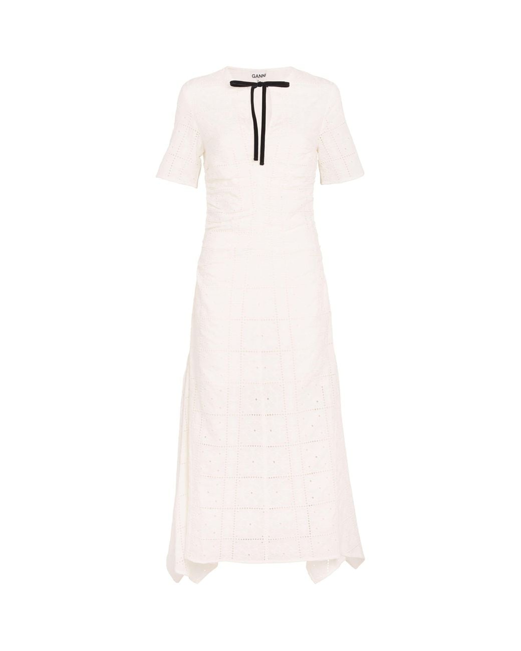 knee length dresses for ladies Broderie-Anglaise Midi Shirt Dress