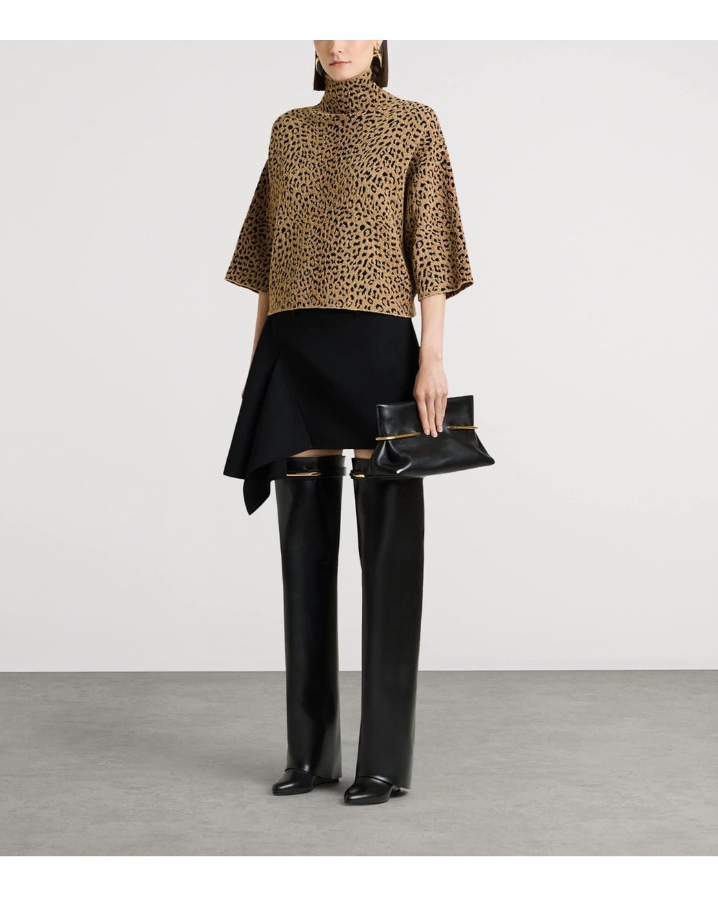 Givenchy Black Leather Shark Over-The-Knee Boots 90
