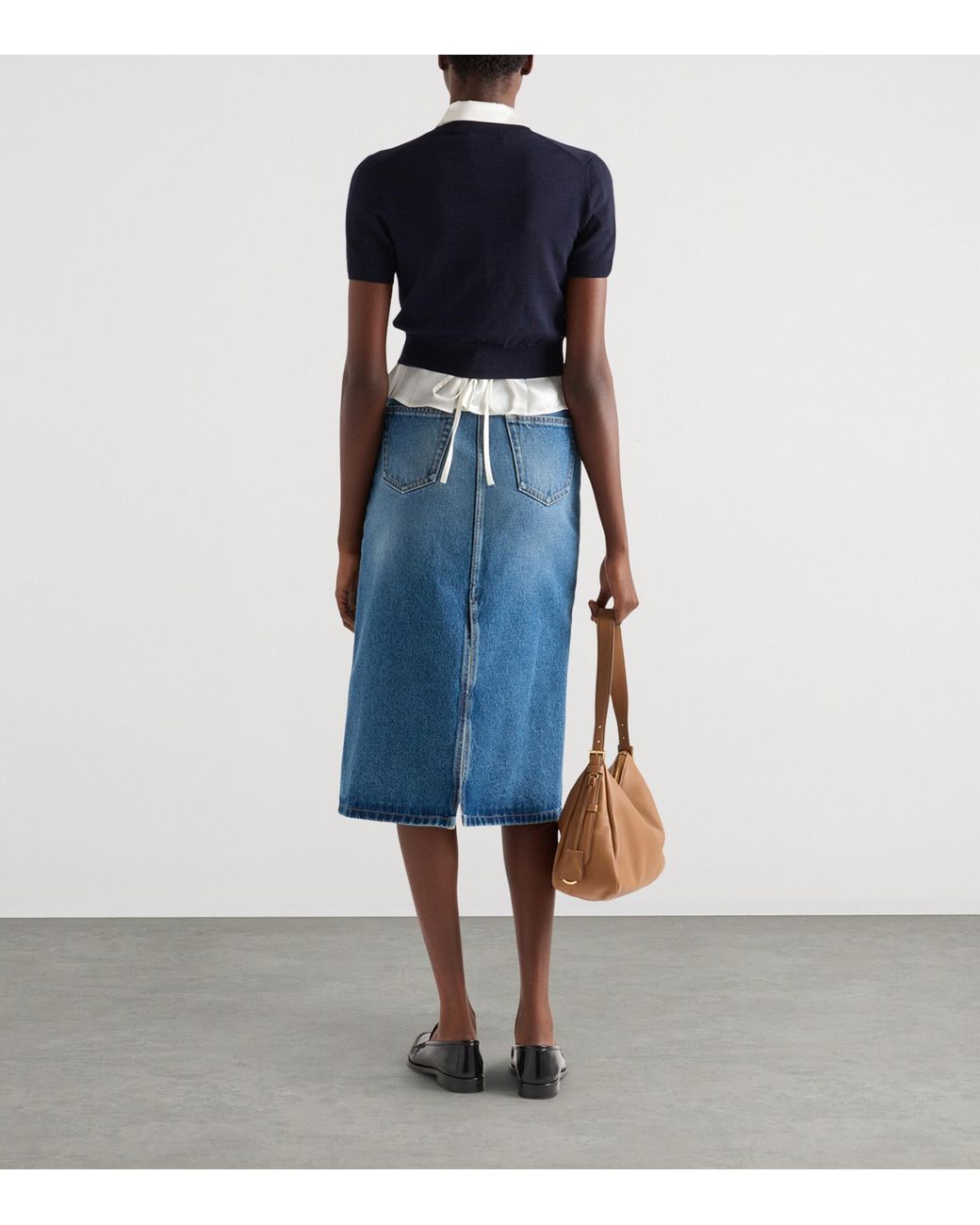Prada Blue Denim Midi Skirt
