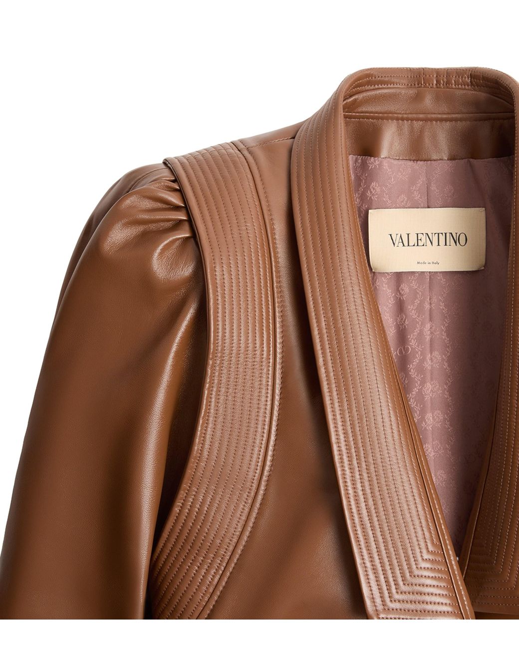 Valentino Brown Belted Leather Jacket