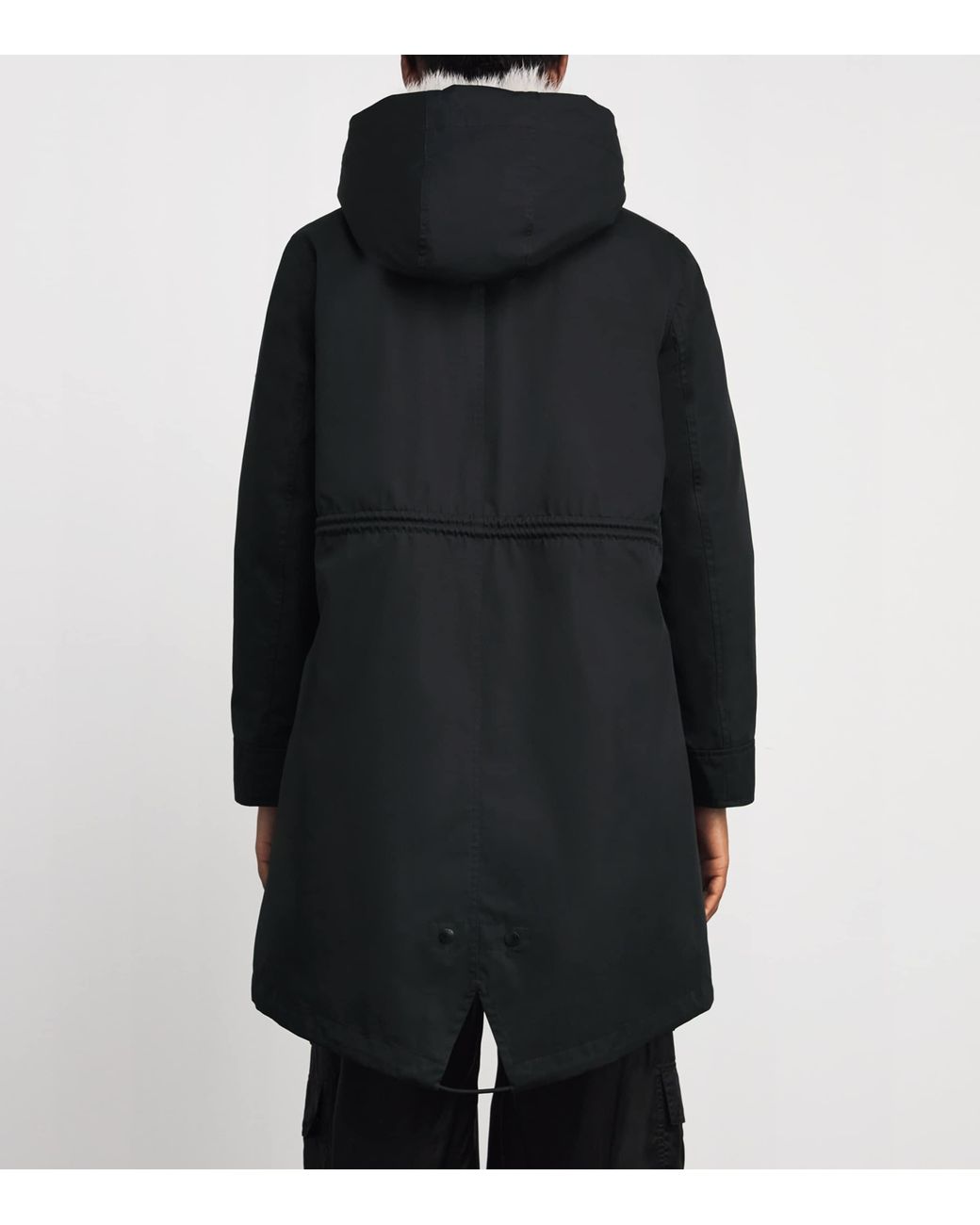 Yves Salomon Black Fox-Rabbit Blended-Cotton Parka