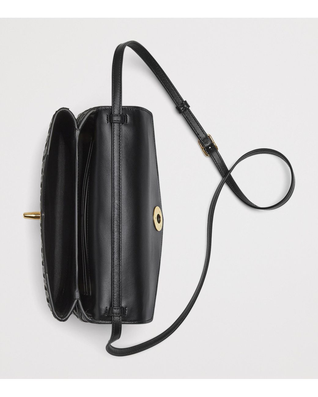 Bottega Veneta Black Leather Knot Lock Top-Handle Bag