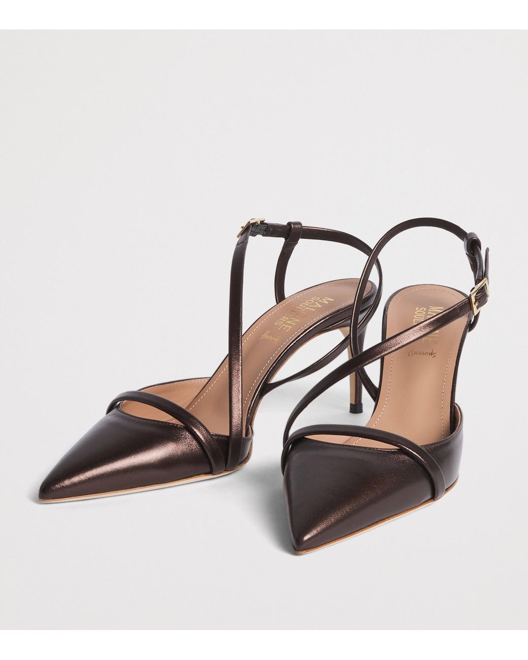 Malone Souliers Black Metallic Leather Valeria Slingback Pumps 70